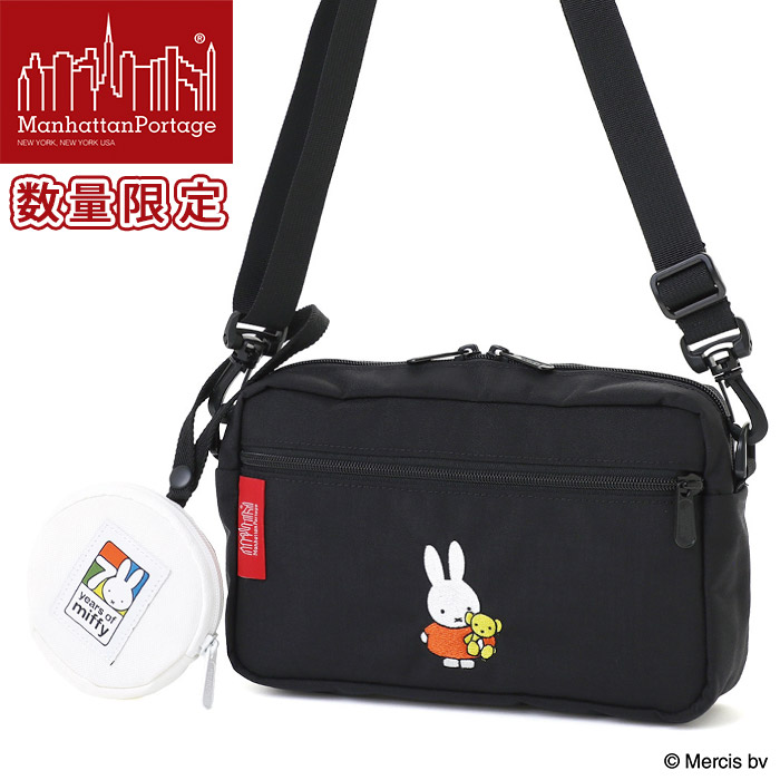 ManhattanPortage マンハッタンポーテージ ショルダーバッグ 限定モデル ミッフィー 正規品 ショルダー ミニショルダー バッグ カバン レディース メンズ ユニセックス ブラック 黒 かわいい 軽量 JOGGER(L) JPN VER2 500D CORDURA MIFFY 70TH MP1404L2MF70