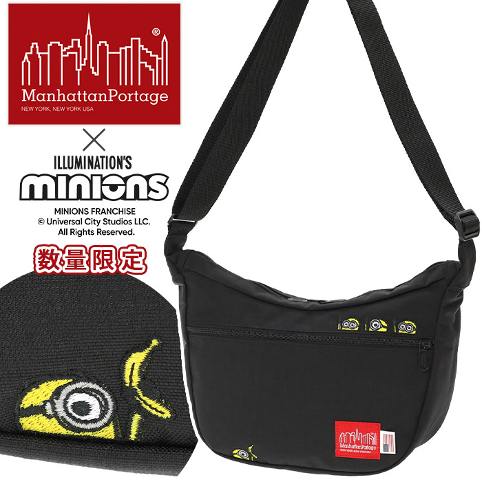 【4/15限定★2人に1人最大全額Pバック！】 ManhattanPortage マンハッタンポーテージ ショルダーバッグ 限定モデル ミニオン 正規品 ミニショルダー ショルダー バッグ カバン 斜め掛け 肩掛け メンズ レディース 男女兼用 サブバッグ B5 ブラック 黒 シンプル