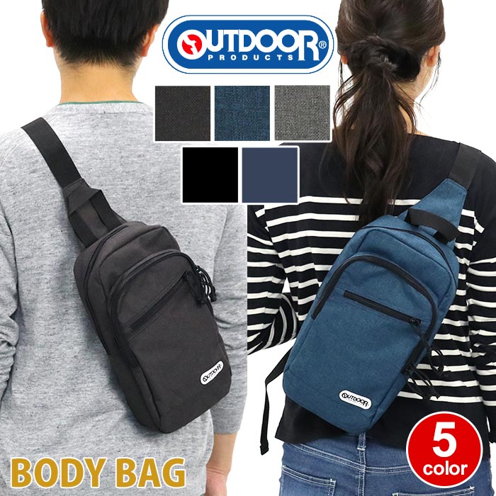 OUTDOOR PRODUCTS アウトドア プロダクツ ヘザーテクス ストリームライン ボディバッグ メンズ レディース 男女兼用 ブラック ネイビー 運動会 22419777