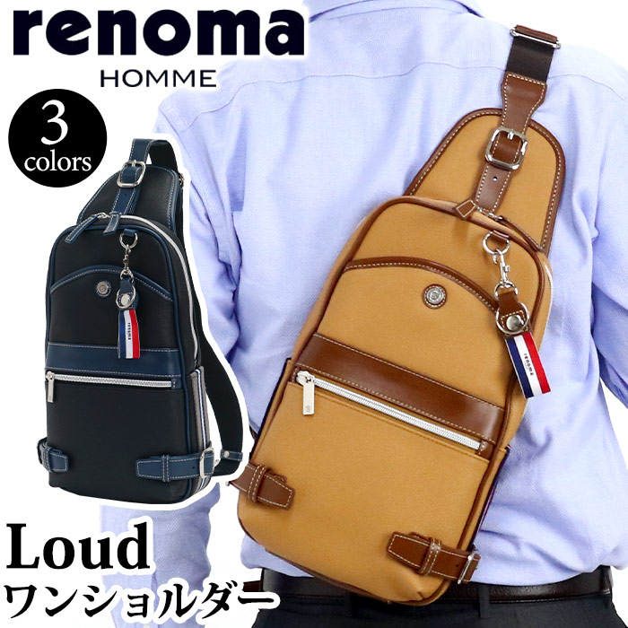 日本製 ボディバッグ メンズ Renoma レノマ ワンショルダー 正規品 男性 男 大人 メンズバッグ 軽量 ボディ バッグ ななめ掛け きれいめ 紳士 ブラック 黒 かっこいい 人気 ギフト プレゼント ブランドバッグ ラウド Loud バッグ リュック 財布のベレッツァ