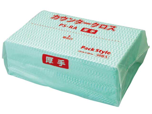 【540枚入/ケース】 カウンタークロス キッチンクロス PS レギュラーサイズ 厚手 緑 グリーン パックスタイル 不織布 ふきん 台拭き 食器拭き キッチンダスター 00520392 プロステ｜プロステアウトレット