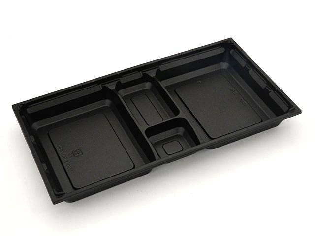 【400枚入/ケース】弁当容器 テイクアウト ワン折重 90&times;48L 黒底 使い捨て容器 アクタ 524733｜プロステアウトレット