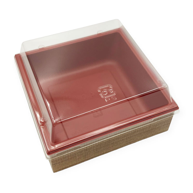 【450セット】CWH-角4 赤-たもん杉(ボ) 中央化学 蓋つき 業務用 業者 弁当 高級 重ね テイクアウト 祭事 デパ地下 使い捨て 610543