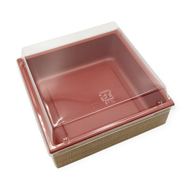 【360セット】CWH-角4.4 赤-たもん杉(ボ) 中央化学 蓋つき 業務用 業者 弁当 高級 重ね テイクアウト 祭事 デパ地下 使い捨て 649190