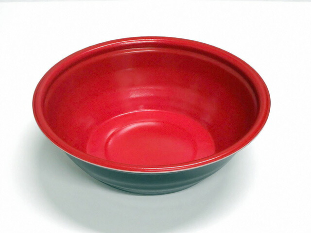 【600枚】温麺容器E-42 赤･黒 本体 デンカポリマー 業務用 業者 丼 麺 スープ 使い捨て 容器 テイクアウト レンジ可 244422