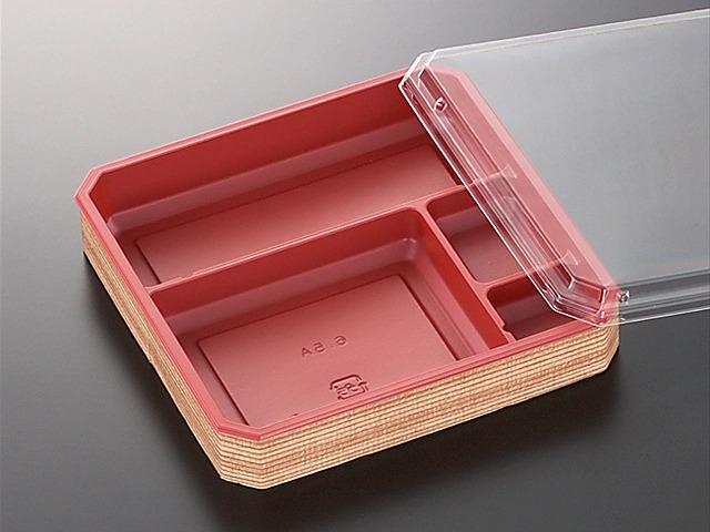 【240セット】CWH-6.5A 赤-たもん杉(ボ) 中央化学 蓋つき 業務用 業者 弁当 高級 重ね テイクアウト 祭事 デパ地下 使い捨て 448632