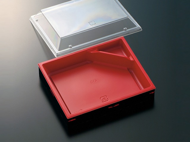 【400セット】CWH-413 赤-ねごろ(ボ) 中央化学 蓋つき 業務用 業者 弁当 高級 重ね テイクアウト 祭事 デパ地下 使い捨て 486918