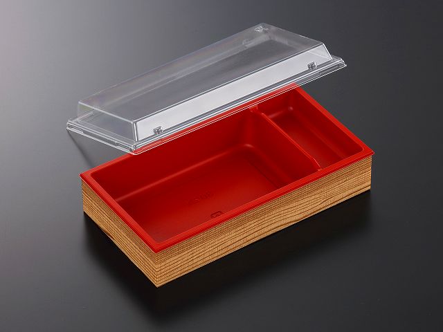 【420セット】CWH-302浅 赤-たもん杉 高蓋(ボ 中央化学 業務用 業者 蓋つき 弁当 高級 重ね テイクアウト 祭事 デパ地下 使い捨て 552359