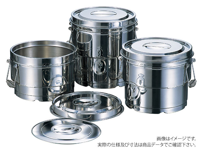 【1個】AG18-8 目盛付二重食缶 10L 赤川器物製作所 保存容器 ケース 入れ物 調理 料理 小物 00218579 プロステ