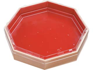 【60セット】柾目朱WPS-八角280 蓋セット エフピコ 寿司容器 寿司桶 鮮魚 鮮魚容器 00381779