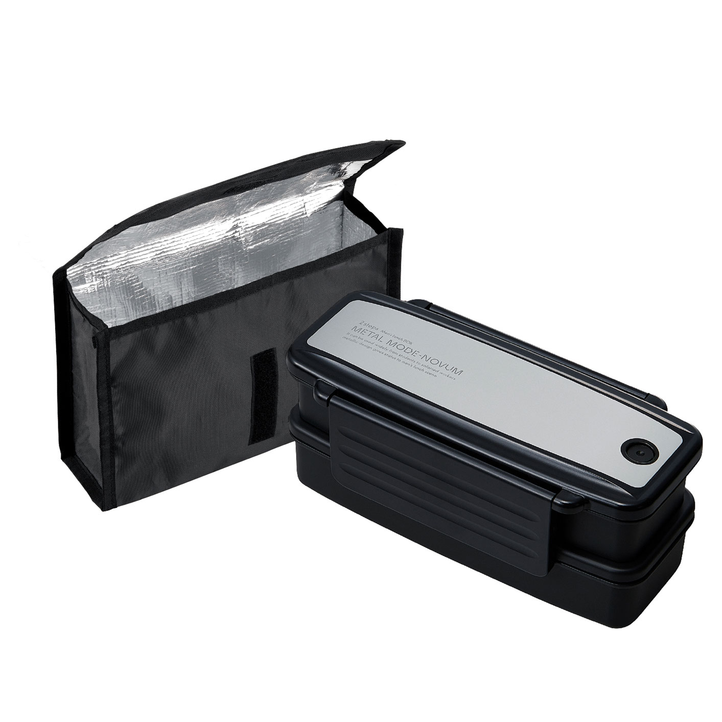 【30セット】メタルモード ノーム ランチボックス二段保冷ケース付 BLW-18HSE シルバー 00417039