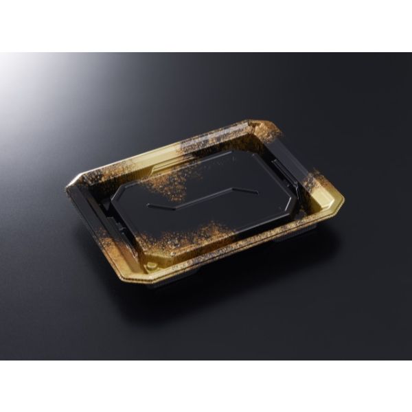 【800枚】中央化学 寿司容器 HS澄板 18-14 金彩BK-BK 身 00731003