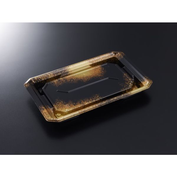 【600枚】中央化学 寿司容器 HS澄板 22-14 金彩BK-BK 身 00731006