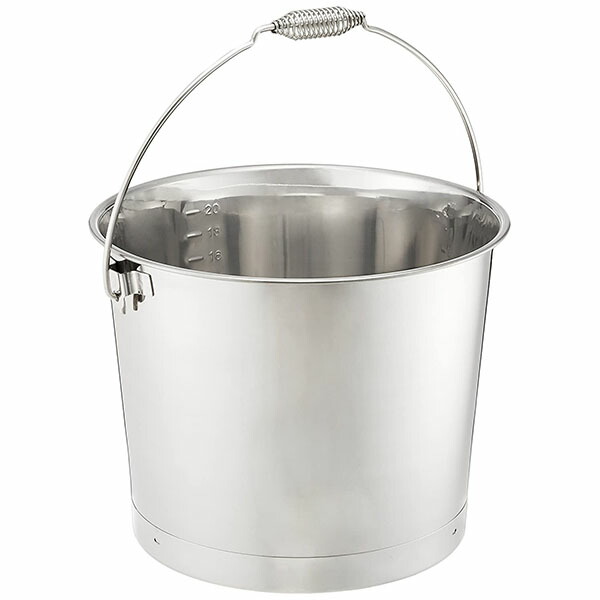 【1個】カンダ 厨房用ペール 18-8プレスバケツ 20L(ワイヤーバネ取手) 00478276 プロステ