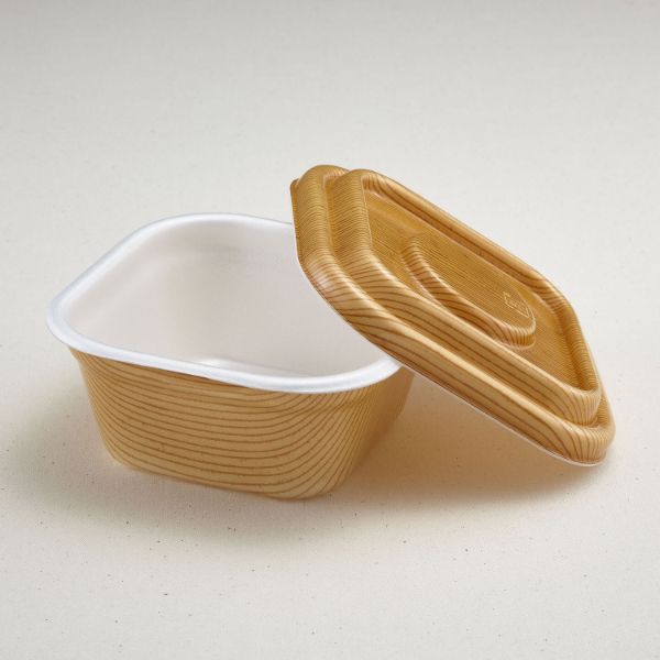 【400組】青葉紙業 角丼容器 どん重 大盛 もくめ(共蓋セット) 00003520