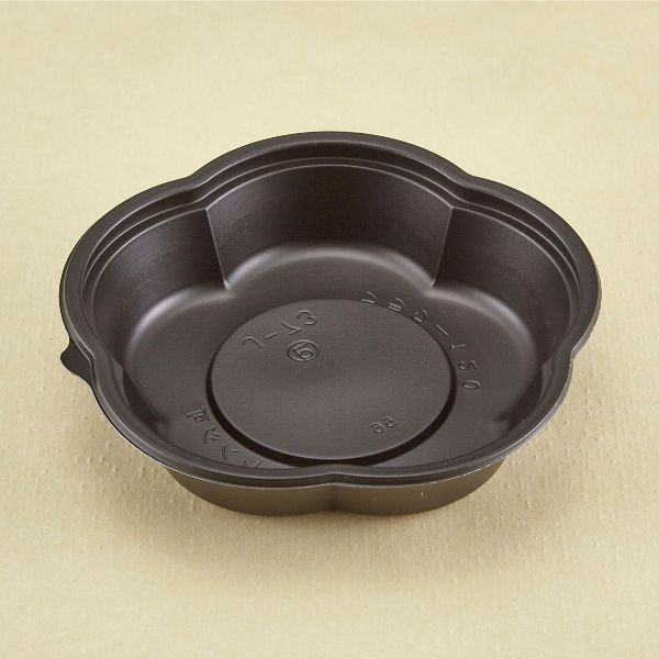 【1600枚】惣菜容器 青葉紙業 フラワー 120 本体 黒 00429944
