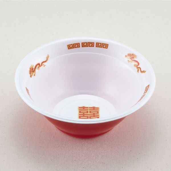【900枚】麺容器 青葉紙業 ラーメン 中(本体)中華外赤(900) 00616342