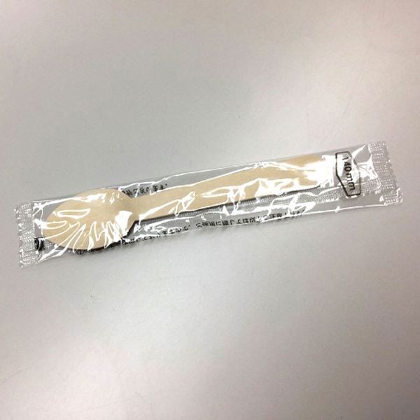 【3000袋】中央化学 木製スプーン140 単袋入 透明 00694089 プロステ