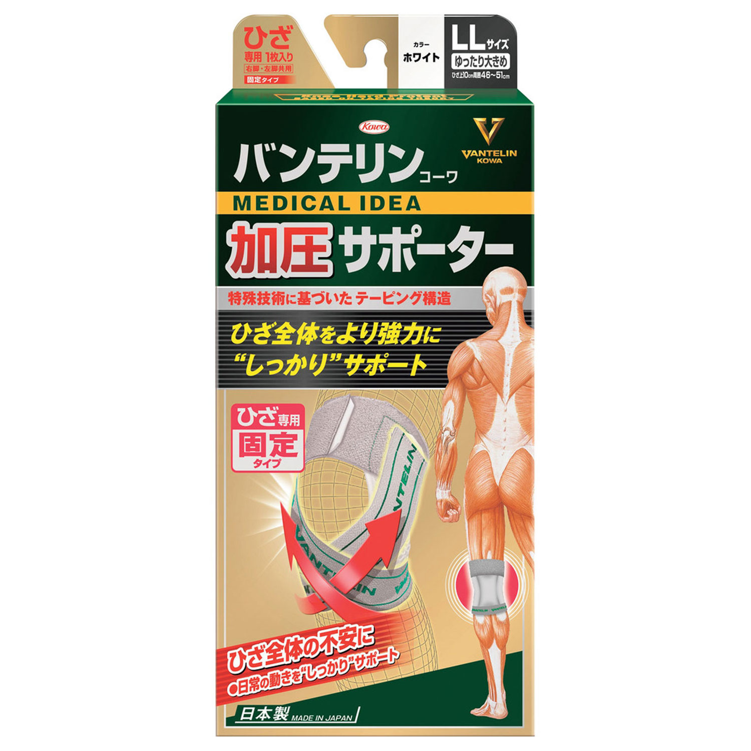 【50個】興和 サポーター バンテリン加圧サポーター ひざ専用固定タイプ ゆったり大きめサイズ ホワイト 00463148 プロステ｜プロステアウトレット