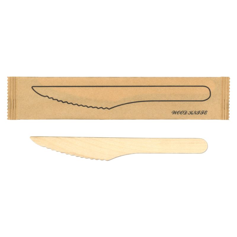 【2000本】使い捨てカトラリー 九州紙工 ウッドナイフ16.5cm紙完封 00735225 プロステ|プロステアウトレット