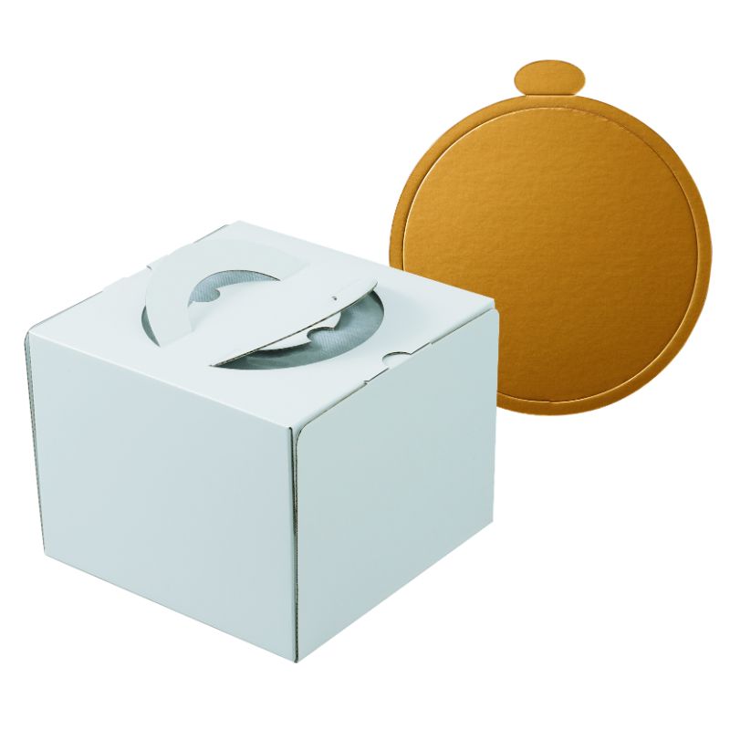【100セット】ケーキ箱 デコホワイト150 7号 上差し 金台紙付丸型 ヤマニパッケージ 00733913