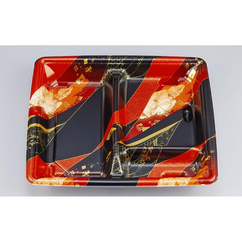 【600点】冷麺容器 SF弁当64 菱雲赤本体 シーピー化成 00669280