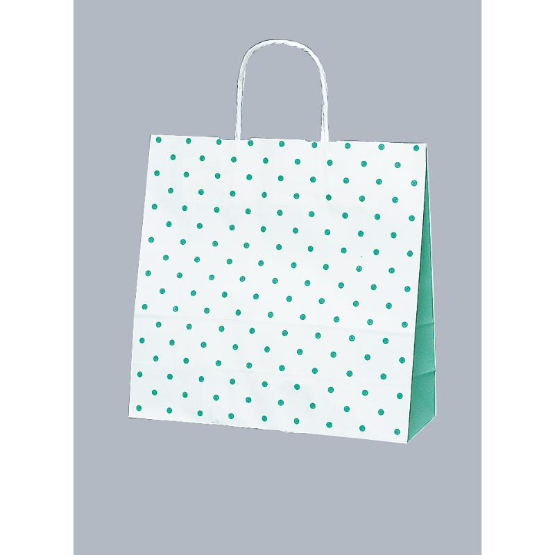 【300枚】紙手提げ袋 ラッピーバッグ No.3 水玉グリーン 福助工業 00344925 9,533円