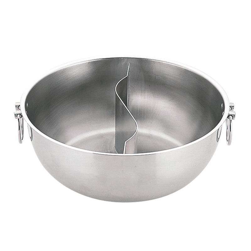 【1個】卓上用品 UK 18-0 しゃぶしゃぶ鍋(仕切付) 25cm 蓋なし 00482930 11,133円