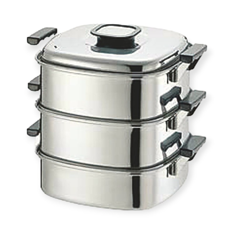 【1個】調理用品 PE 18-0角蒸器 3段24cm 240x240 00488647｜プロステアウトレット