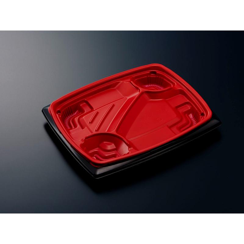 【600枚】弁当容器 CTリル 24-20C 赤黒-BK 身 中央化学 00627813