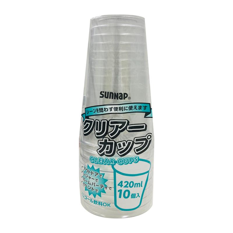【90袋】プラコップ WHクリアーカップ 420ML 10個 サンナップ 00764714