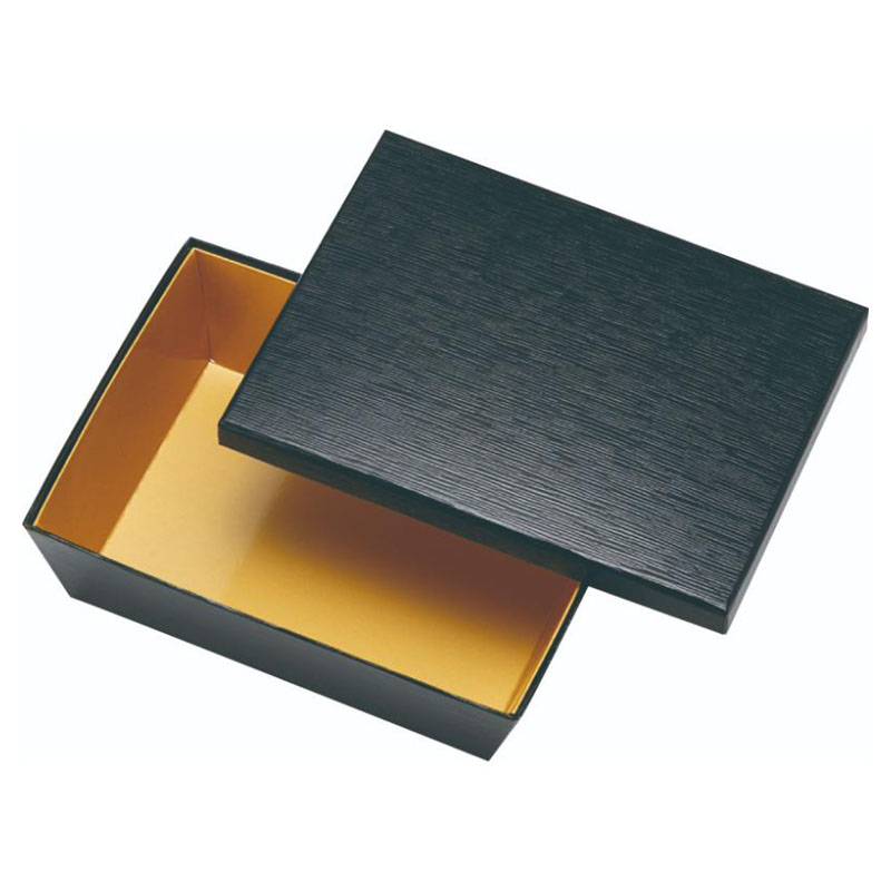 【100個】弁当容器 HSH-172-130 テーパー型貼箱 (黒つむぎ 内金茶) アヅミ産業 00765735|プロステアウトレット