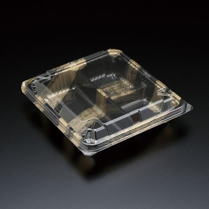 【600枚】軽食容器 ユニコン LS-角45-3S 黒金筆 スミ 00768927