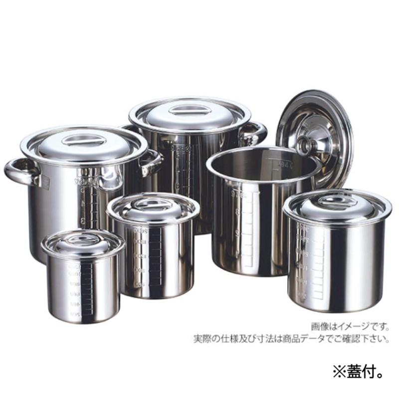 【12個】AGモリブデン 目盛付寸胴鍋 16cm(手無) 赤川器物製作所 調理道具 キッチン道具 厨房道具 00215457 プロステ