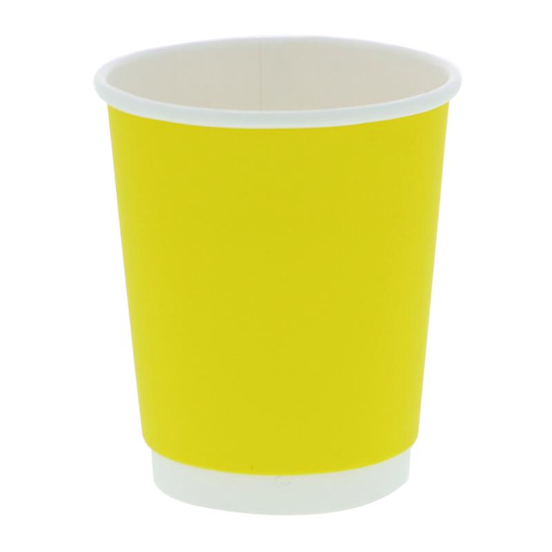 【1000点】紙コップ イエロー無地二重カップ 8オンス 240ml シモジマ 00801922|プロステアウトレット