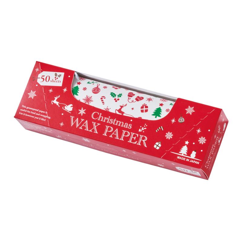 【2500点】クッキングシート XW300BワックスペーパーBOX クリスマスカラー 天満紙器 00817986