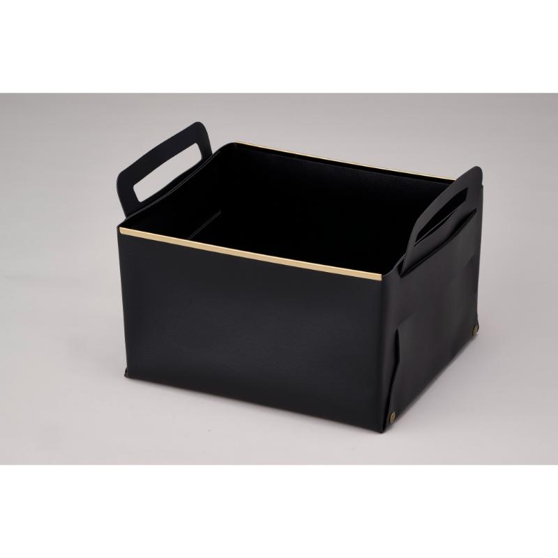 【12点】売場備品 フェイクレザー CUBEケース L BLACK パール金属 00816002