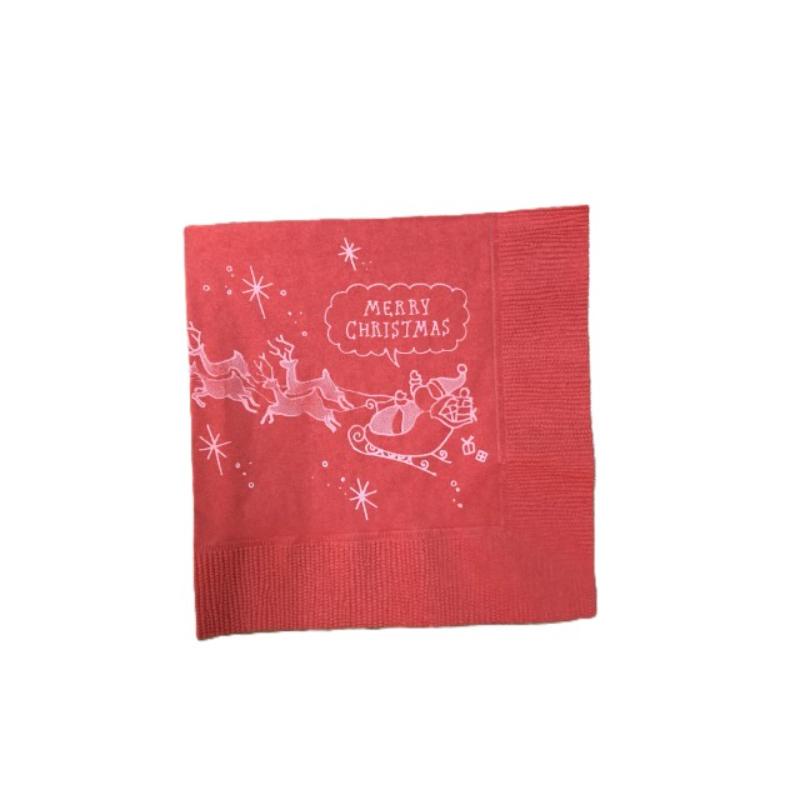 【1500点】店舗資材 2P4ツ折り約250mm角 クリスマスナプキン SC-24 X'mas2 イタリアンレッド オリエンタル紙業 00826798