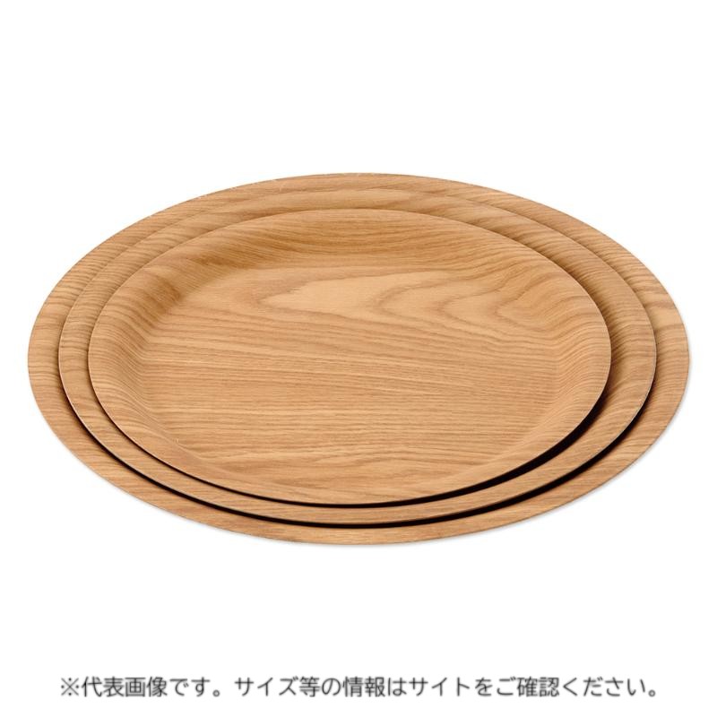 【30点】飲食店備品 木目樹脂ラウンドトレイ (中) φ36.5 ナチュラル 萬洋 00842045