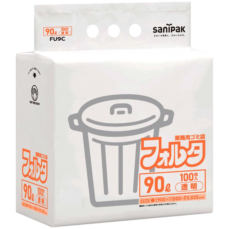【3点】LDゴミ袋 環優包装フォルタ 90L 透明 100枚 0.035mm 日本サニパック 00828830|プロステアウトレット