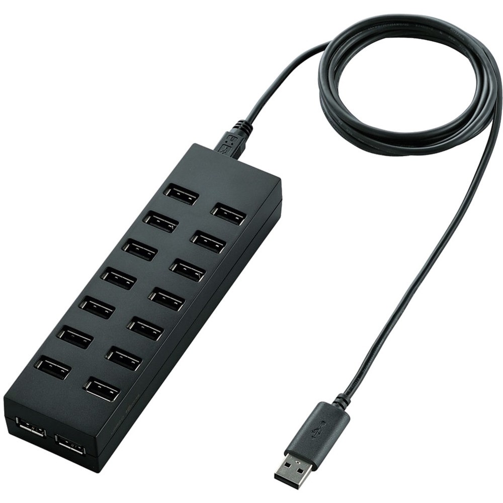 ELECOM セルフパワー専用USB2.0ハブ 16ポート ブラック U2H-Z16SBK|ものづくり本舗 店