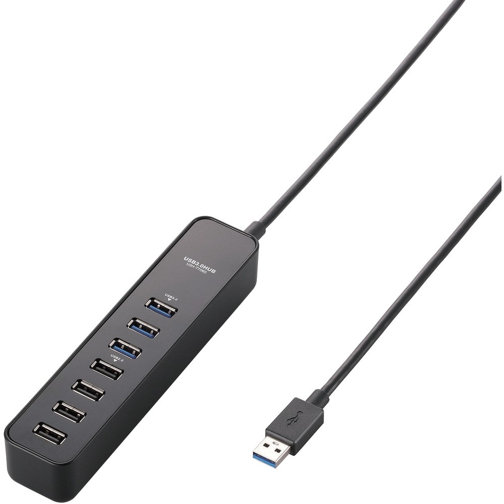 ELECOM マグネット付きUSB3.0ポート搭載7ポートUSBハブ ブラック U3H-T706SBK|ものづくり本舗 店