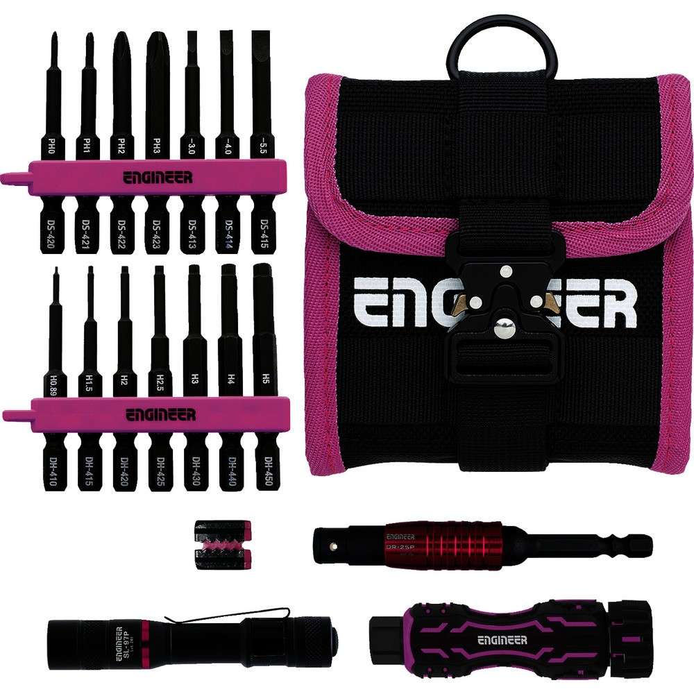 【製造会社直送T】 ＥＮＧＩＮＥＥＲ マイ一揃いの道具 ＰＩＮＫ＆ＢＬＡＣＫ 書き割り五線譜：６ ＋Ｎｏ．０～３、－３～５．５粍、六角対辺０．８９～５粍 KS-45P