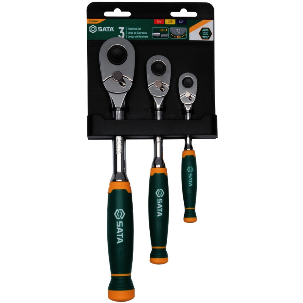 【製造会社直送T】 ＳＡＴＡ ラチェットハンドルセット ７２ＸＰ 差込角１２．７粍差込角９．５粍差込角６．３５粍 ST14901G