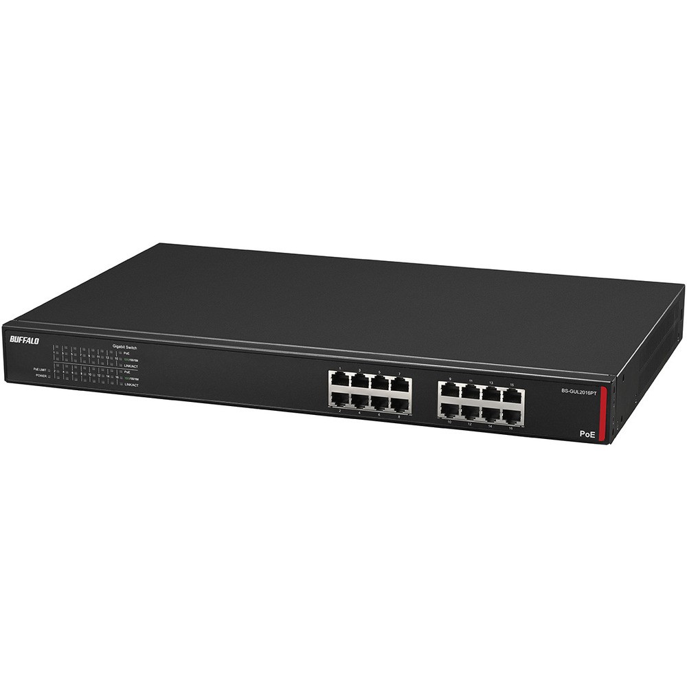ＢＵＦＦＡＬＯ　法人向け　Ｇｉｇａ対応　Ｌａｙｅｒ２　アンマネージＰｏＥスイッチ　１６ポート　BS-GUL2016PT｜ものづくり本舗 店