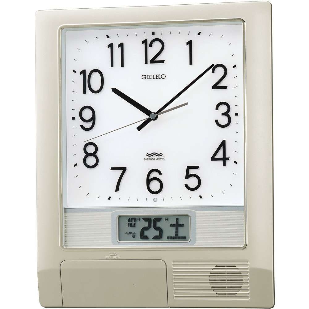【製造会社直送T】 ＳＥＩＫＯ 電磁波放送番組時辰儀 ４２９×３４５×５７ しろがね色メタリック PT201S