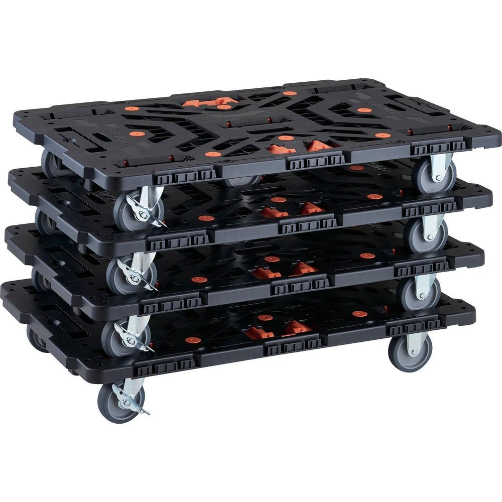 【製造会社直送T】 ＴＲＵＳＣＯ 繋ぎ合わせる式脂製平台車 ビートル ９００Ｘ６００ 自在３輪 内２輪ストッパー付 コボレ打ちきり書き割り とめたろう付 ４台書き割り BT900KJ3S2-E100T-M4