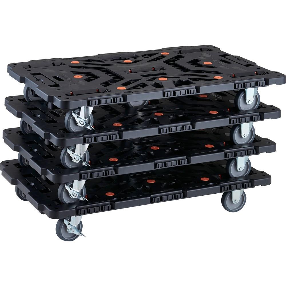 【製造会社直送T】 ＴＲＵＳＣＯ 繋ぎ合わせる式脂製平台車 ビートル ９００Ｘ６００ 自在３輪 内２輪ストッパー付 ４台書き割り BT900J3S2-E100-M4