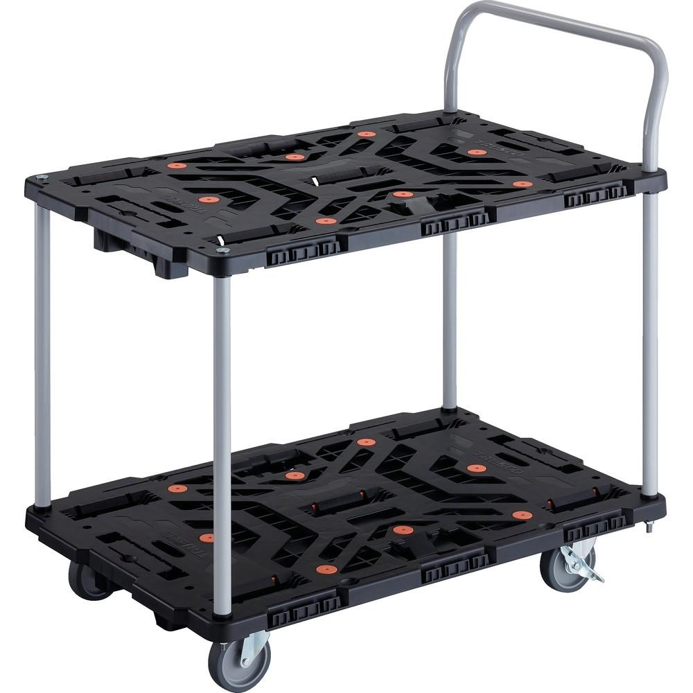 【製造会社直送T】 ＴＲＵＳＣＯ 繋ぎ合わせる式脂製２段手押し車 ビートル ９００Ｘ６００ 自在５輪 内２輪ストッパー付 手持ち部分付 BT924J5S2-E100