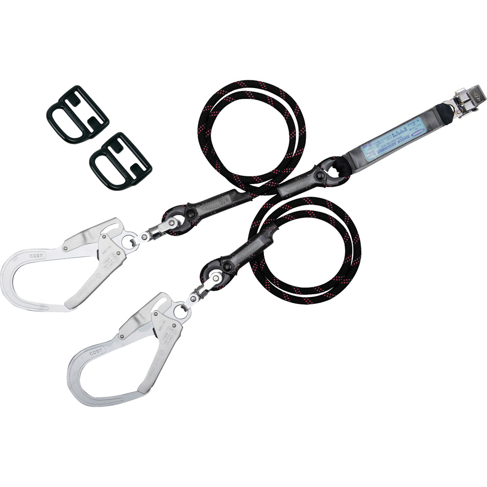 【製造会社直送T】 ＴＳＵＹＯＲＯＮ フルハーネス用幽客yd ツインランヤード Ｇ金モール（黒） THL-2-GB93SV-33-BK-2R23-BP